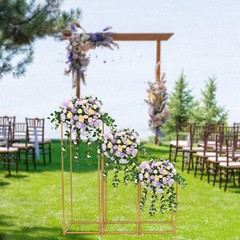 Gold Wedding Flower Stand Plating Floral Decor Vase Floor Column Stand Sets of 3