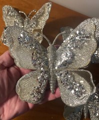 4 Champagne Butterfly Clips Blush Large 6″ Wedding Decorations Sparkly Glitter