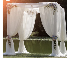 2 pieces White Wedding Backdrop/Arch Draping Fabric Panels, Solid Plain Hanging