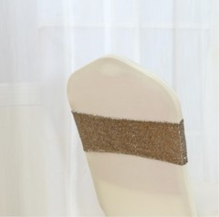 champagne glitter sequin chair bands sashes ties bows ribbon wedding anniversary