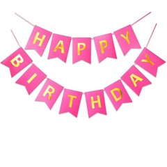 Letjolt Happy Birthday Banner Pure Roseo Party Signs Golden Sparkle Bunting F…