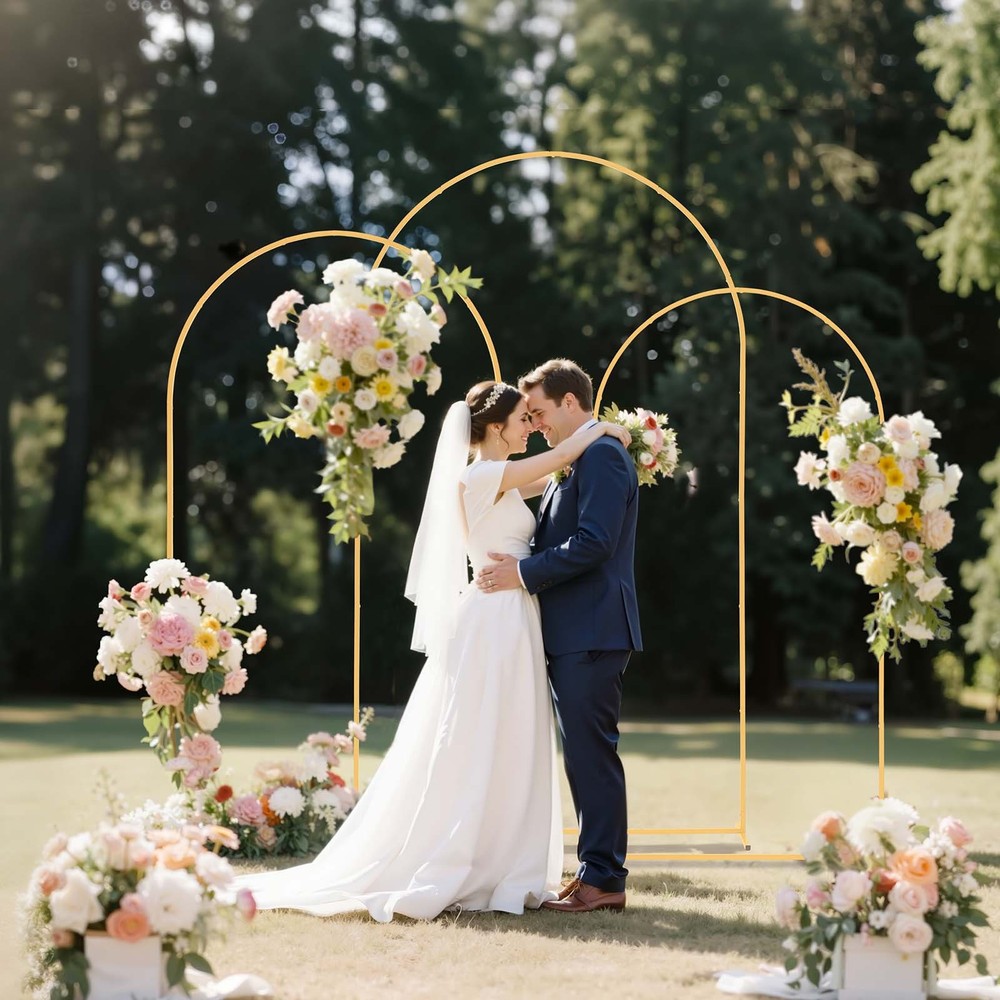Uimoso Wedding Arch Backdrop 3 PCS Metal Stand 8′ 7.2′ 6.6′ Events Decor Party