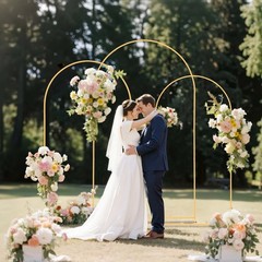 Uimoso Wedding Arch Backdrop 3 PCS Metal Stand 8′ 7.2′ 6.6′ Events Decor Party