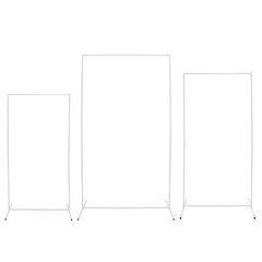 3pcs Rectangular Metal Backdrop Stands Weddings Party White Balloon Frames Decor