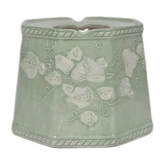 Vintage Ceramic Candle Shade Tealight Luminary Green Ivy Leaf Cottage Decor NIB