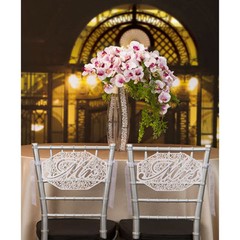 DAVID TUTERA MR. AND MRS. DIE CUT LACE PAPER SIGNS WEDDING CHAIR DECORATION