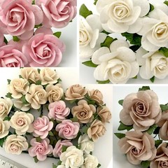 1″/2.5cm – Pick 6 tone Open Rose Paper Flowers Wedding Scrapbook Craft R6