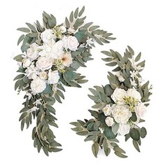 Wedding Arch Faux Flowers Set of 2 Wedding Welcome Sign for Wedding Decor White