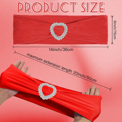 100PCS Spandex Stretch Red Chair Sashes Bows Universal Elastic Chair Cover Bands