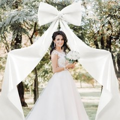 Extra Large White Satin Bow Decoration – 118×28 Inch