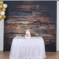 DARK BROWN 8 ft x 8 ft Printed Vinyl Photo Backdrop 3D Wood Design Banner Events