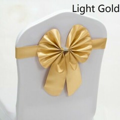 10X Chair Sash Bow Satin Bowknot Solid Slider Seat Band Wedding Party Decor Kits