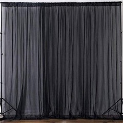 115″ x 120″ Black Chiffon Curtains Drapes Panel for Event Decor Backdrop Draping