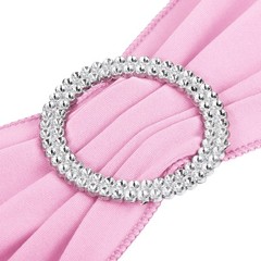 25Pcs 14″x5″ Stretch Chair Sashes Bows Chair Bands Sash with Buckle Pink