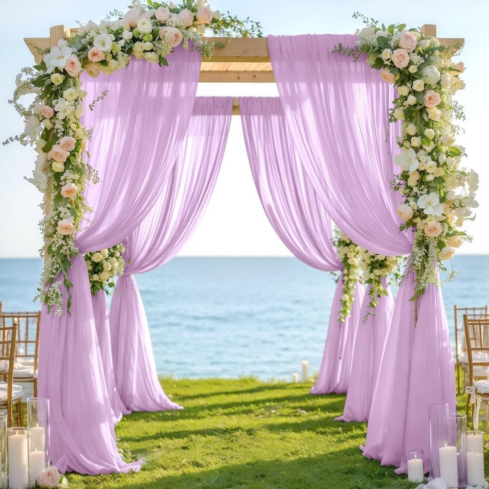 Lilac Wedding Arch Draping Fabric 1 Panel 29″ × 20FT Sheer Drapes Outdoor