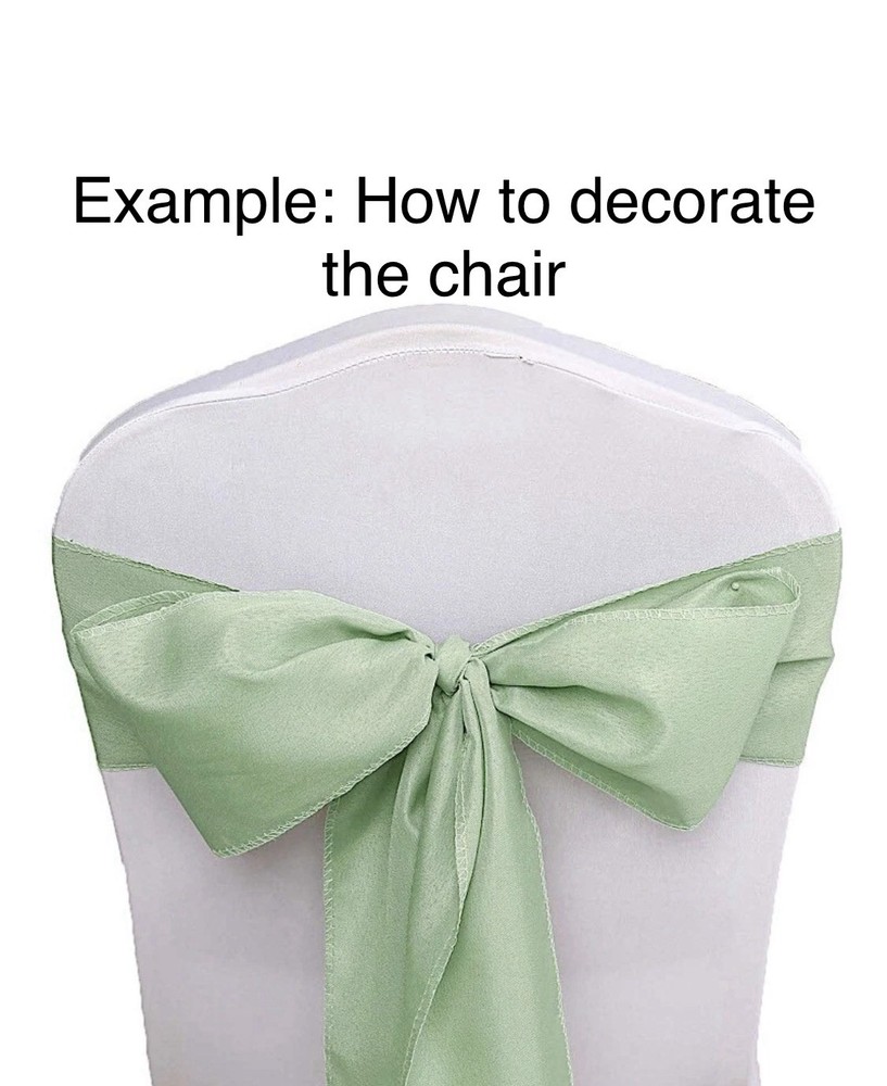 10 light green fabric ribbons for decorating chairs- (58 Inches X 13 inches).