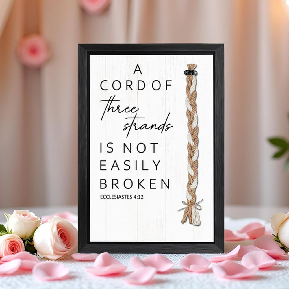 Christian Wedding Sign 10X15 Inch, Cord of Three Strands Unity Ceremony Decor, M