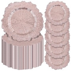 Pesonlook 50Pcs Rose Gold Charger Plates Round 13inch, Reef Plate Chargers fo…