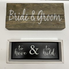 Bride And Groom Wood Wedding Signs Wall Decor To Have & To Hold Lot Of 2