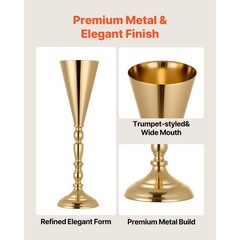 Uimoso Set of 20 Gold Trumpet Vases, 16.9in Tall Wedding Table Centerpieces