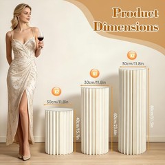 Gereat 5Pc Cylinder Party Stands Foldable Cardboard Display Pedestals White