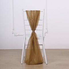 10 Gold Premium Chiffon Wide CHAIR SASHES Wedding Party Reception Decorations
