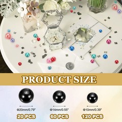 200 Pcs Pearl Bead for Vase Filler, 20/14/10mm Floating Beads(Black)