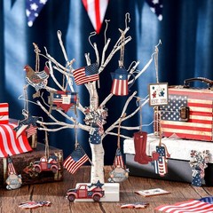 36 Pcs Christmas Ornaments for Tree Patriotic Tree Decoration Rustic Red Whit…