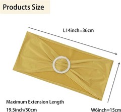 50PCS Stretch Chair Sashes in Gold Polyester Spandex for Wedding Decoration