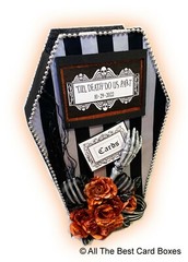 Beetlejuice,Halloween Wedding,card box,coffin,black,orange,til death do us part,