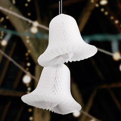 2-PACK HONEYCOMB BRIDAL WHITE PAPER BELLS BY VICTORIA LYNN 9” 11” 15”