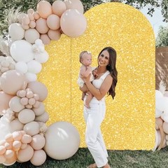 Wedding Arch Cover 6ft Payette Sequin Arch Stand Cover Spandex 2.6 x 6 FT Gold