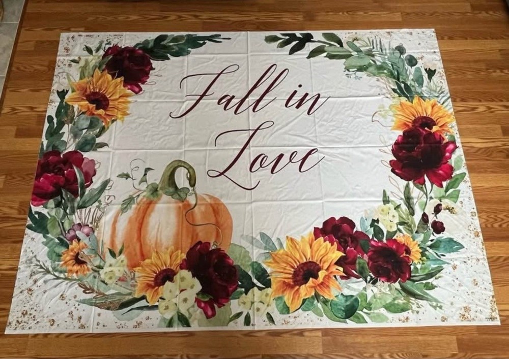 Autumn Wedding Fall In Love Backdrop Tapestry 7ft X 5ft Bridal Shower New