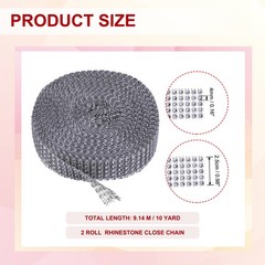 2 Roll 1″x20 Yard Crystal Rhinestones Mesh Ribbon Gray (4mm)