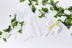 Wedding Decor Chiffon 2 Chair Sashes,2 Artificial Silk Rose Garland,12Ft Ribbon