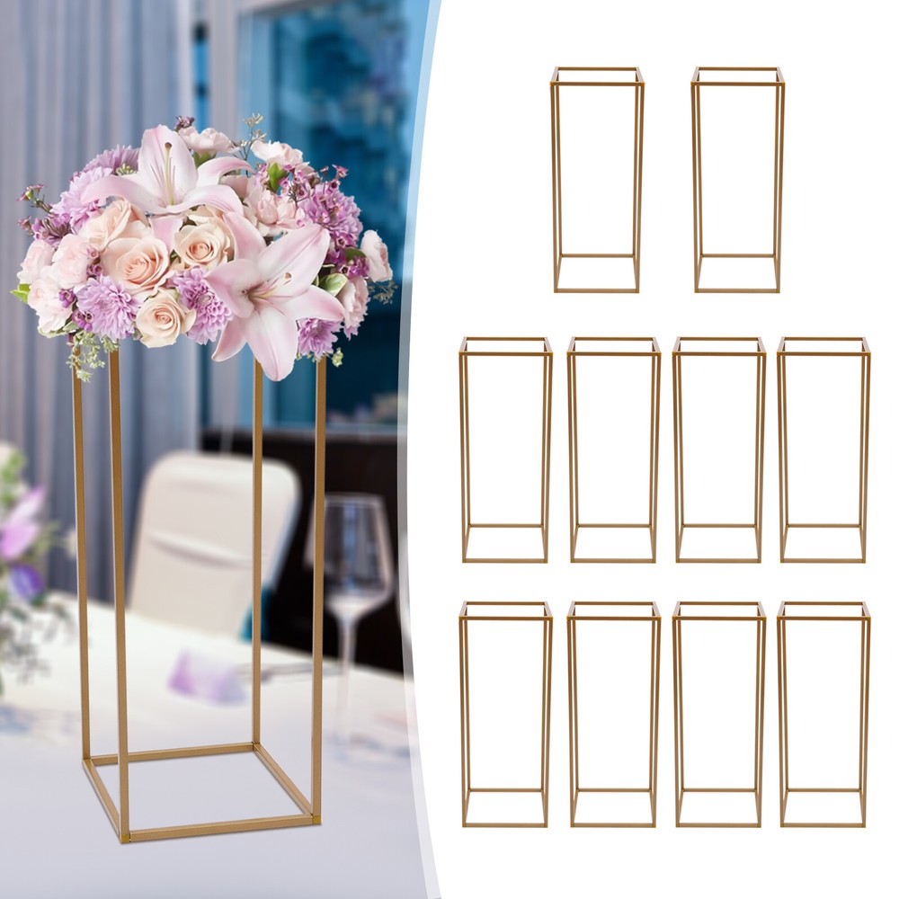 10Pcs Tall Gold Metal Flower Stand for Wedding Table Centerpieces Decor 23.6”