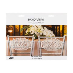 DAVID TUTERA MR. AND MRS. DIE CUT LACE PAPER SIGNS WEDDING CHAIR DECORATION