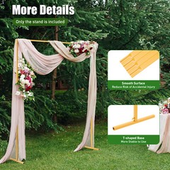 Gold Square Metal Wedding Arch Backdrop Frame for Wedding Ceremony W6.56xH6.56FT