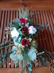 Lot of 3 Custom Made Teardrop Silk Rose Garland Greenery Wedding Ceremony Used