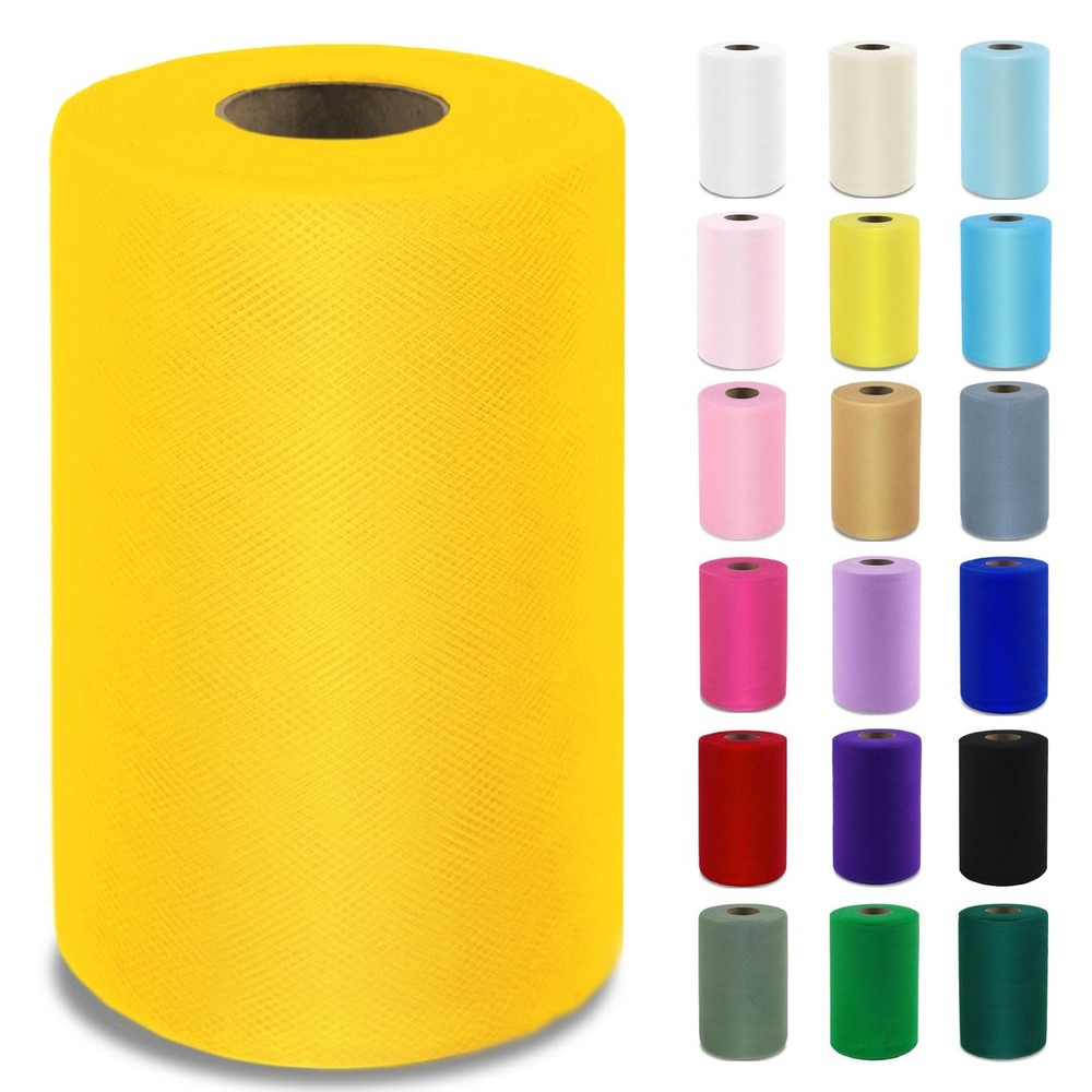 Empire Yellow Tulle Fabric Roll 6”by 100 Yards (300 ft) Soft Tulle Spool f