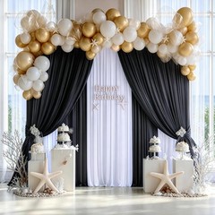 10ft x 12ft Black Backdrop Curtains, Wrinkle Free Thick Fabric Polyester Curtain