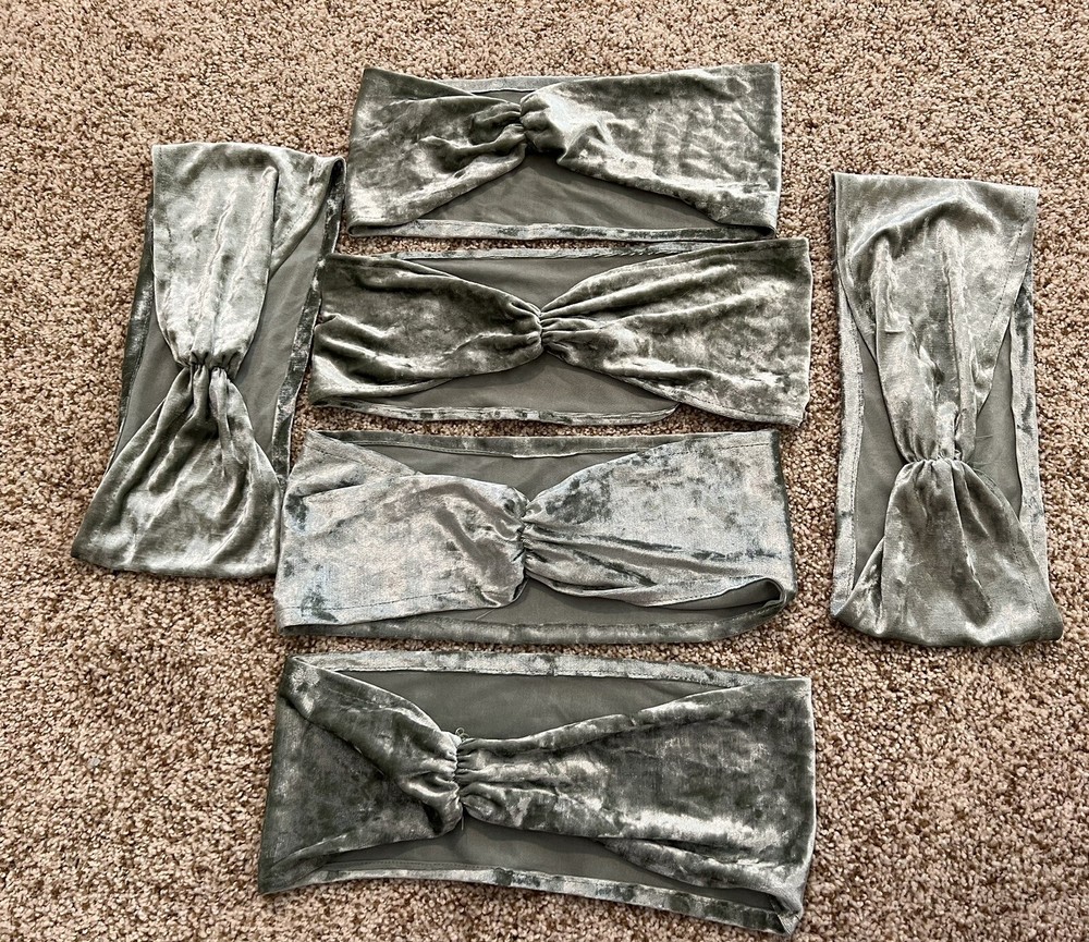 6 Pack Sage Green Velvet Chair Sashes Decorative Wedding Chair Band