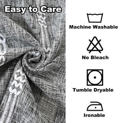 Farmhouse Striped Embroidery Square Tablecloth, Openwork Heavy Weight Linen W…