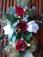 Lot of 3 Custom Made Teardrop Silk Rose Garland Greenery Wedding Ceremony Used