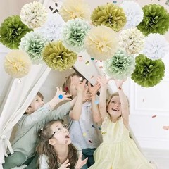 16Pcs Paper Flowers Tissue Pom Poms Hanging Flower Ball Wedding Party Decor