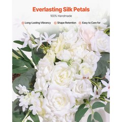 Uimoso Artificial Wedding Arch Flowers Kit White With 2 Pcs Flowers 1 Pcs Drapes