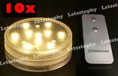 10PCS LED Warm WHITE SUBMERSIBLE Wedding Pool Light Vase Base Remote Control