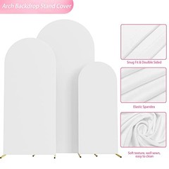 Set of 3 Wedding Arch Cover Spandex Fitted Wedding Arch 4FT, 5FT, 6FT White