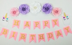 Decor In The Box 6 piece Unicorn Handmade Paper Flower Set, Fully Assembled