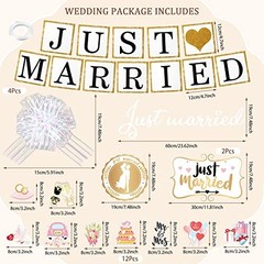 18 Pcs Just Married Wedding Car Decorations Include 12 Just Married Ornate Car